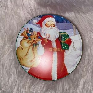 Vintage 90s Santa Claus Christmas Cookie Tin Collectible Home Nostalgic